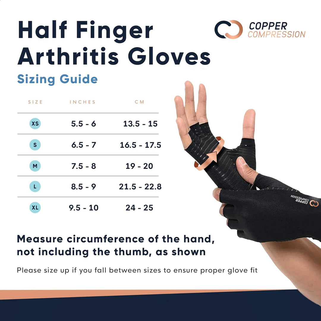 Copper Compression Half-Finger Gloves Best Fit For Busy Hands