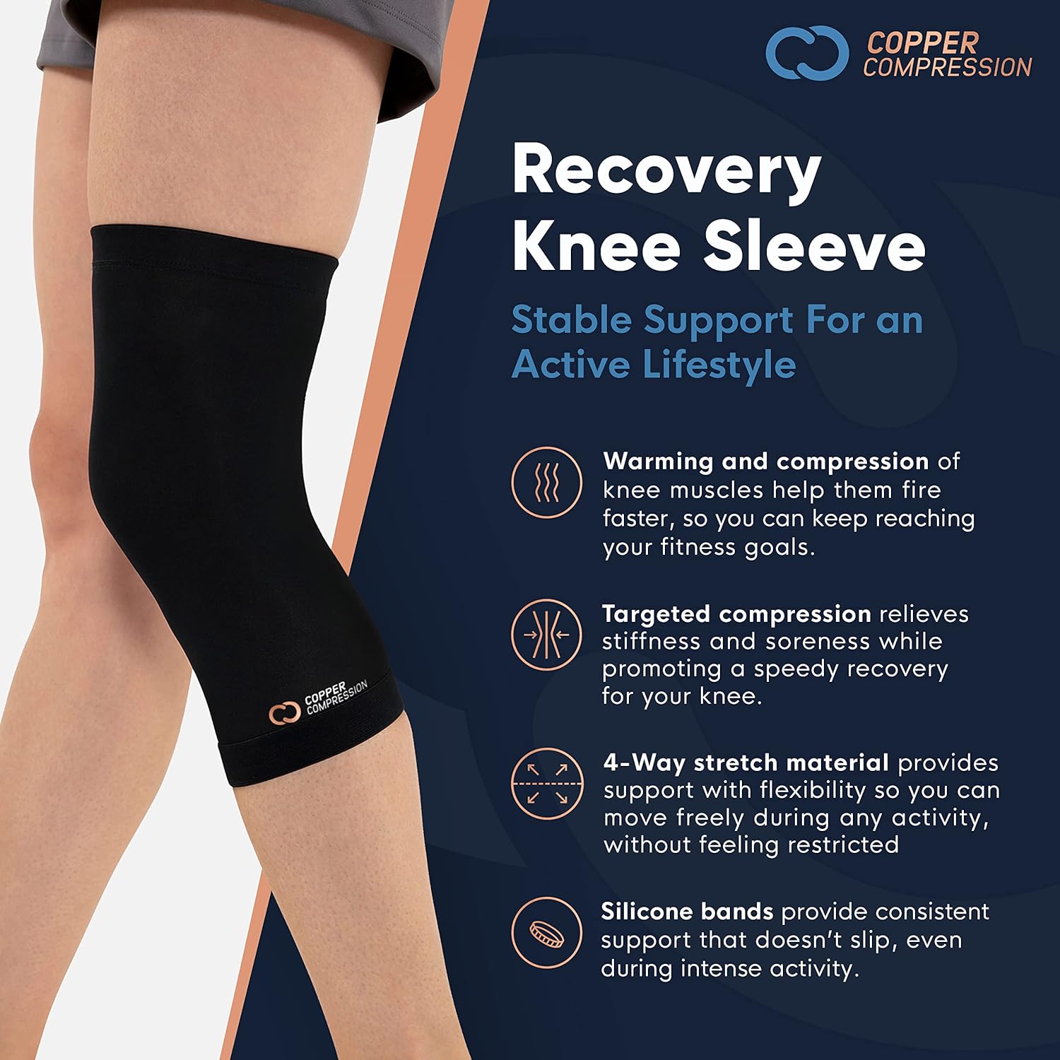 Copper Fit Freedom Knee Sleeve XL Black