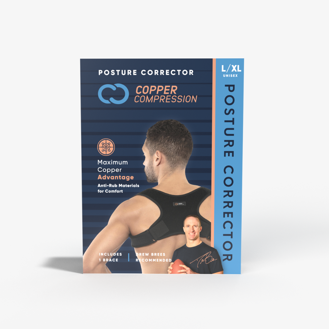 Copper Infused Posture Corrector Fully Adjustable w Custom Fit Copper Compression