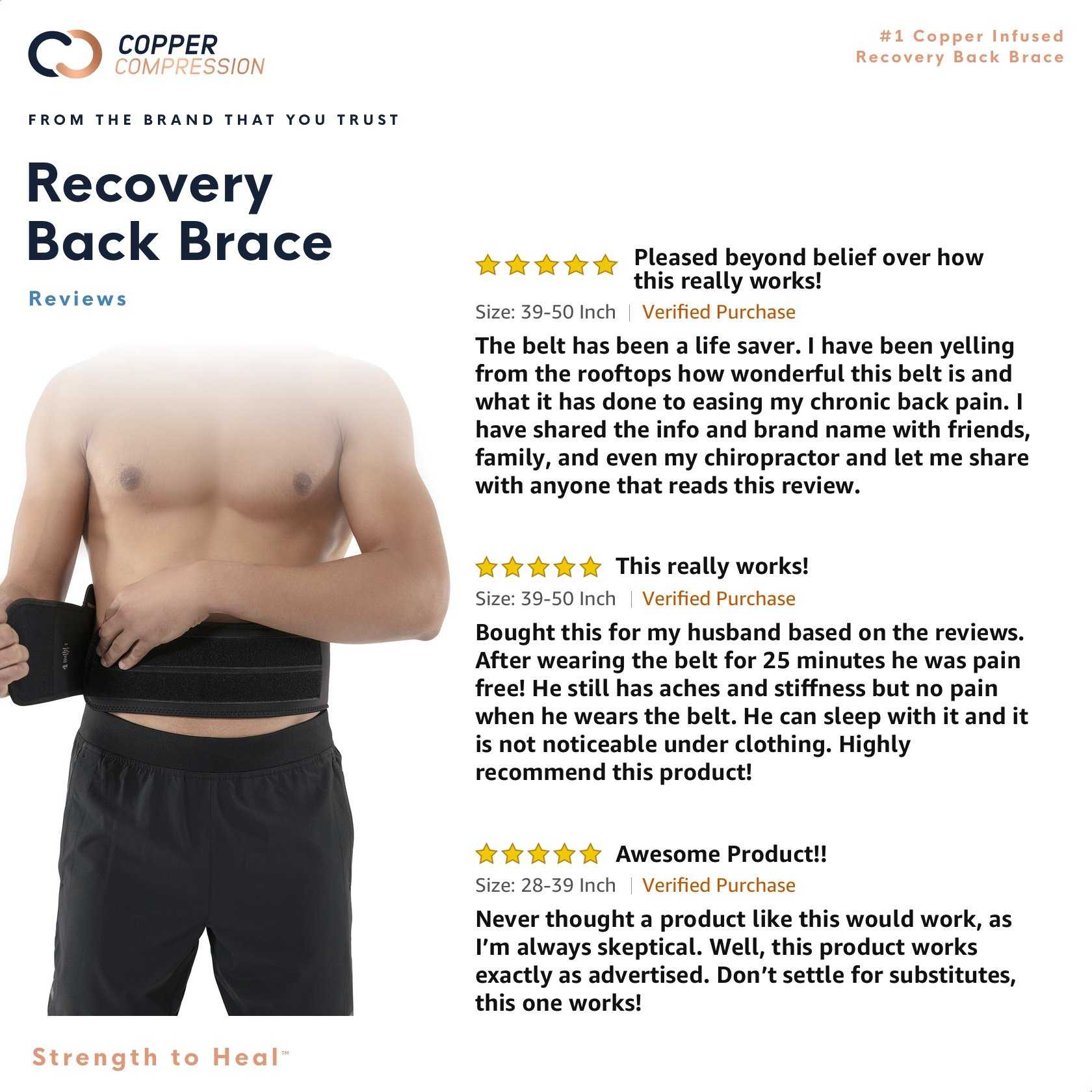 Copper Compression Back Brace - Lower Back & Lumbar Support