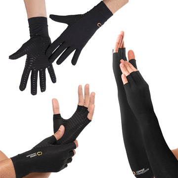 Copper Compression Gloves - Copper-Infused Semi Compression Full Finger  Gloves
