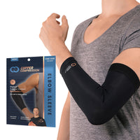 Load image into Gallery viewer, Copper Compression Elbow Sleeve - Copper Infused Orthopedic Brace for Tennis &amp; Golfer Elbow, Tendonitis, Arthritis, Bursitis, Sore Joints &amp; Muscles - Fits Men &amp; Women -1 Sleeve - Navy Blue - SM