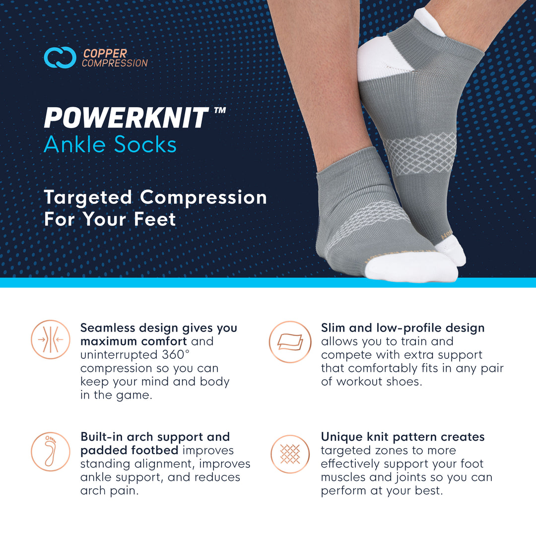 Copper Compression Powerknit Ankle Sport Socks (3 Pairs)