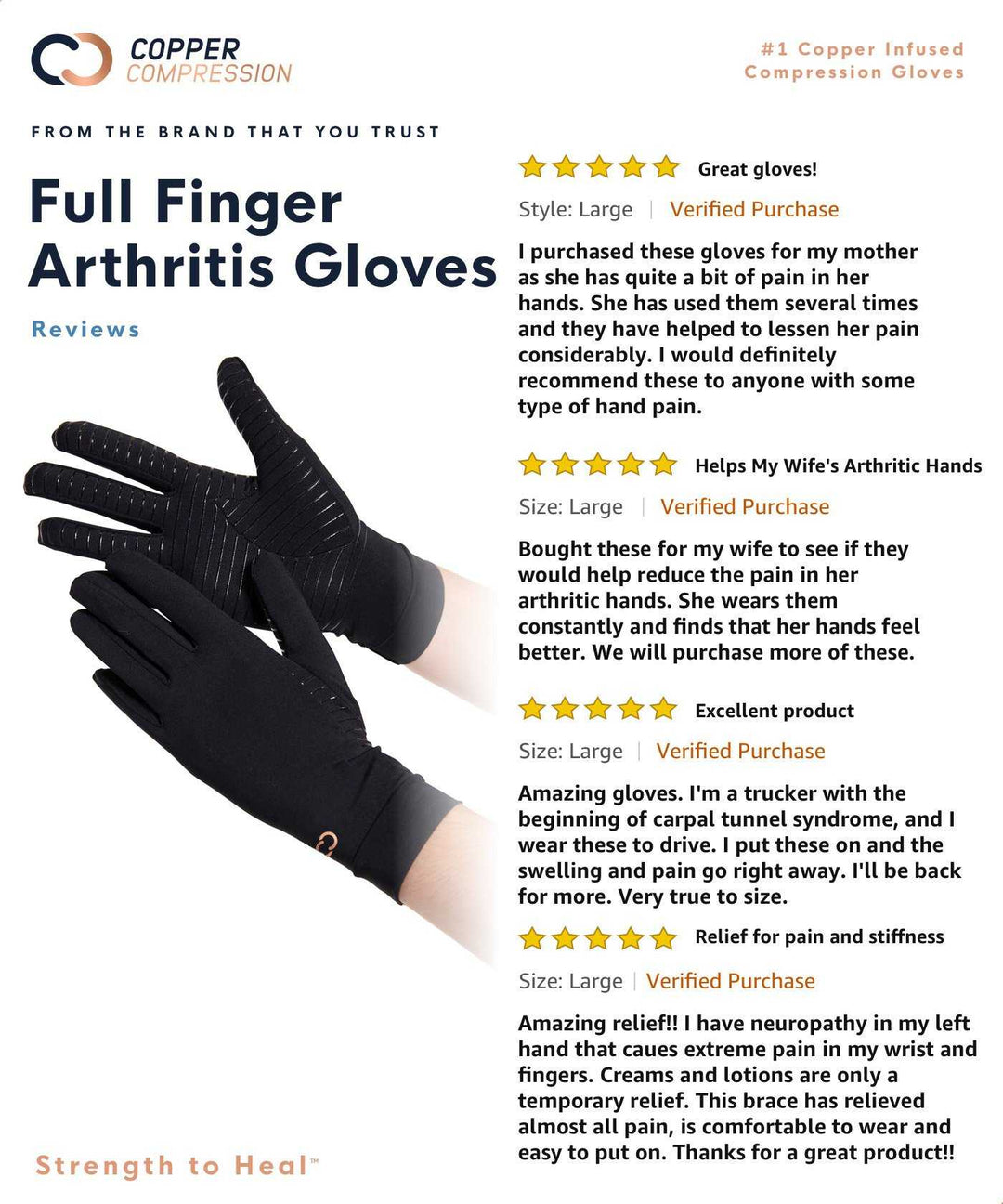 Copper Compression Full Finger Gloves - Fit & Performance For Hands