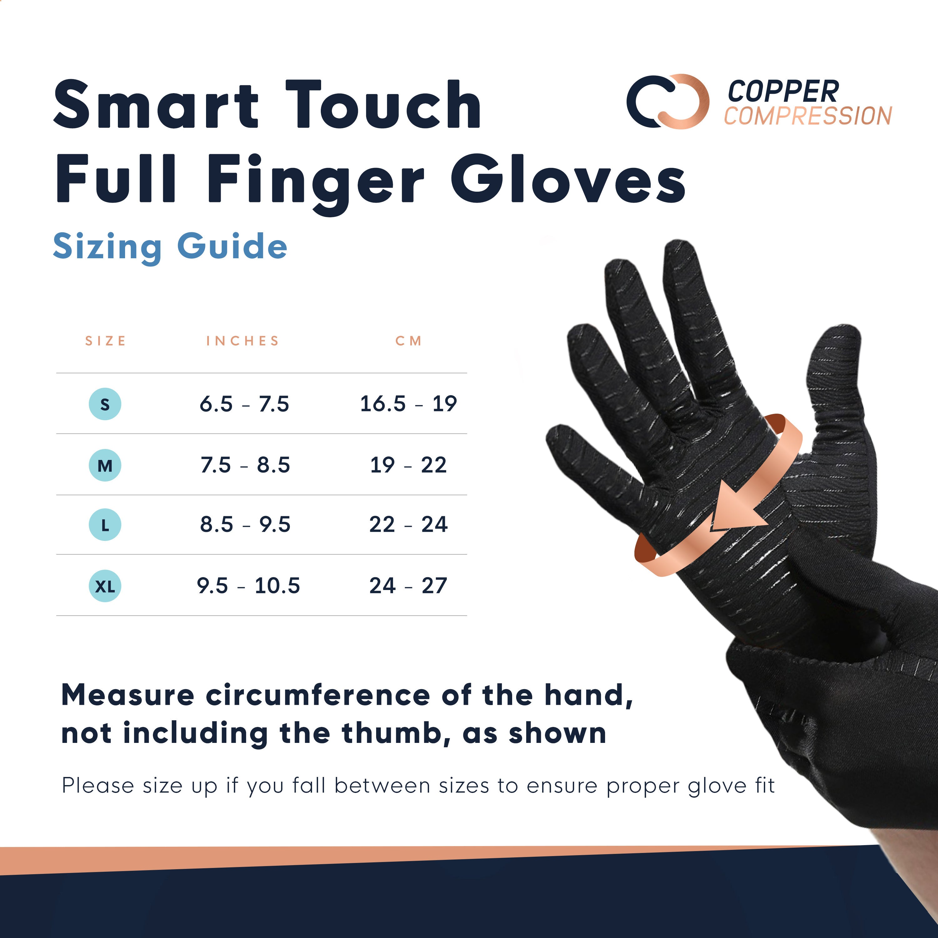 Tommie Copper Unisex Recovery Compression Full Finger Gloves - Copper & Zinc Infused, Medium - View #6